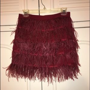 Feathered Dark Red Skirt by Gianni Bini
